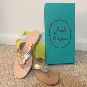 NIB {Jack Rogers} Platinum Metallic Leather Sandal